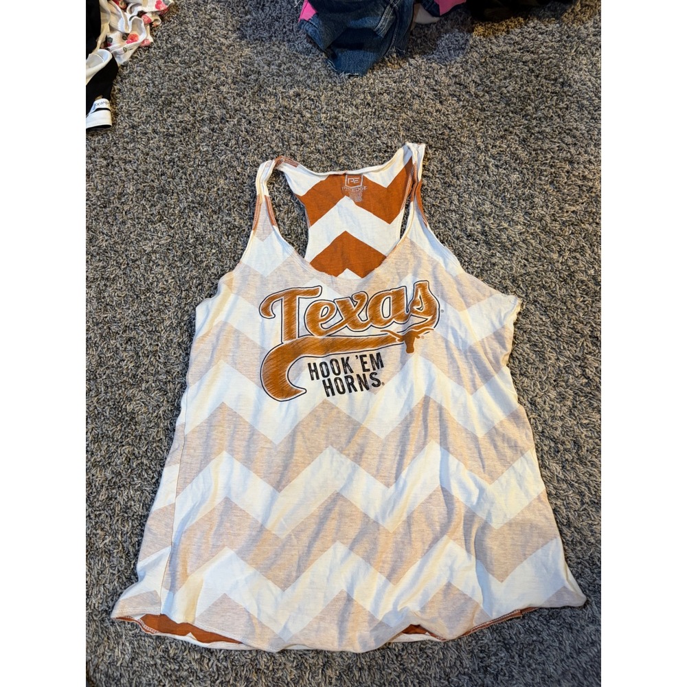 ProEdge Texas Longhorns Hook Em Horns Chevron Racerback Tank Top Large 11/13